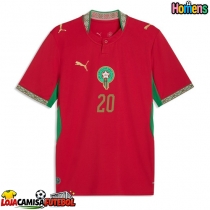 Camisa de Futebol Marrocos Ayoub El Kaabi #20 Equipamento Principal Mundo 2026 Manga Curta